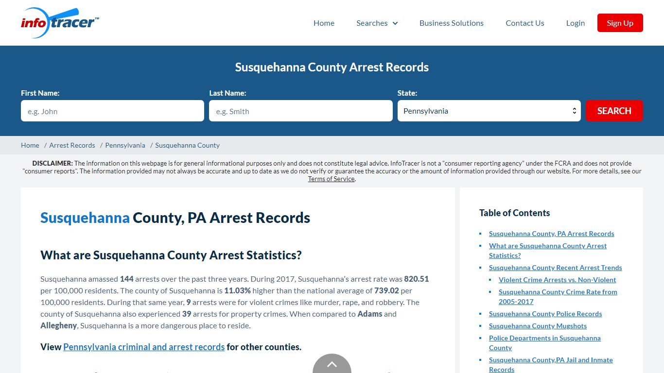 Susquehanna, PA Arrests, Mugshots & Jail Records - InfoTracer