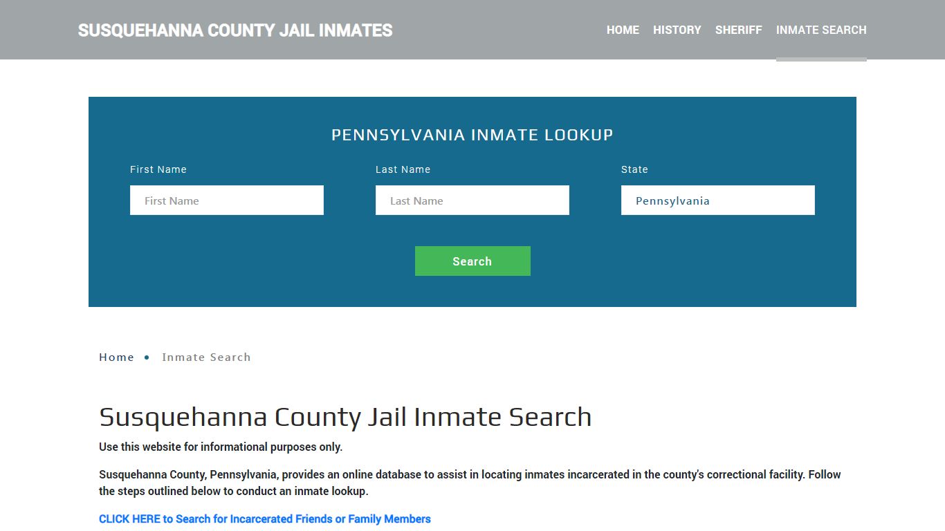 Susquehanna County, PA Detainee Lookup